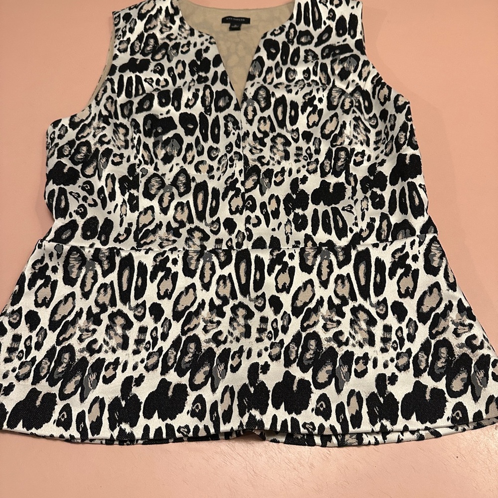 Ann Taylor Black and White Animal Print Blouse